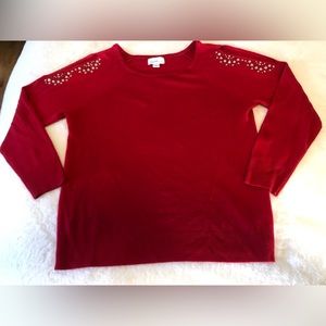 Red sweater with cutouts